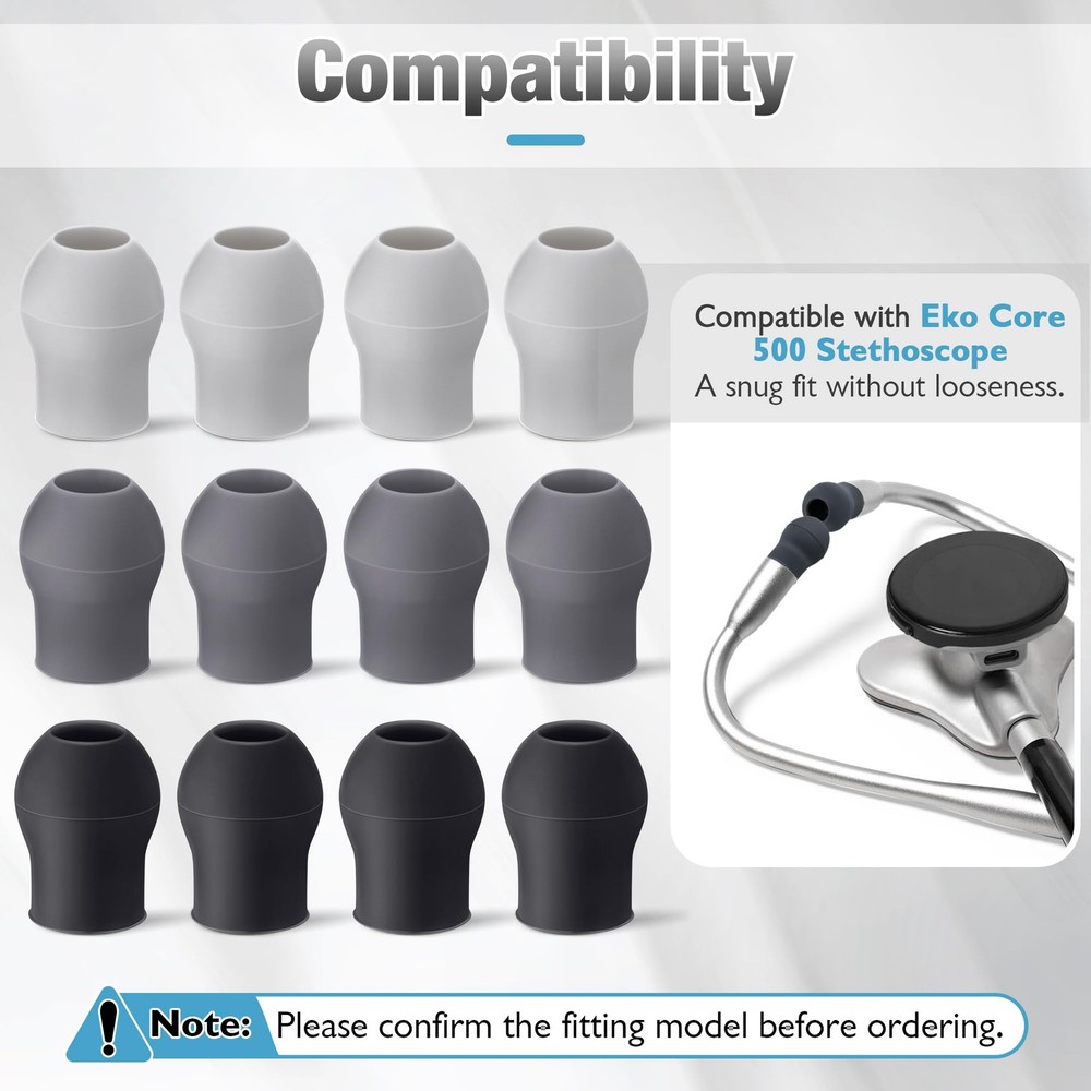 Avenuebool 12 Pcs Digital Stethoscope Silicon Black, Dark Grey, Light Grey