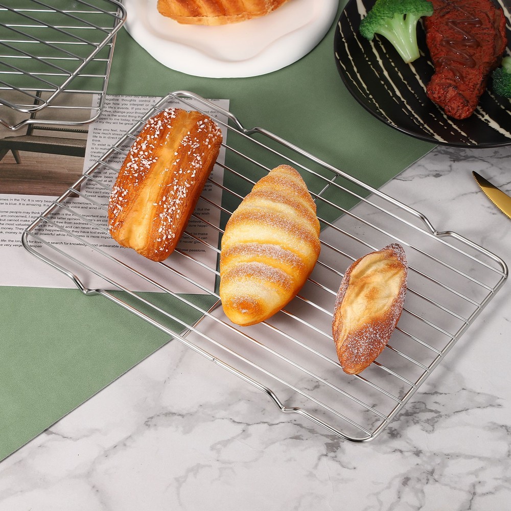 2pcs Rectangle Rack, 15.4" x 11" Stainless Steel Wire Cookie Rack, Silver
