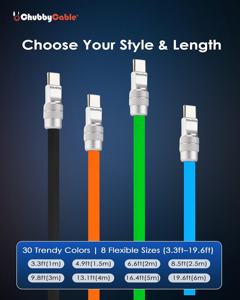 chubbycable Chubby 2.0 Fast Charging Cable Durable Soft 3.3ft (1m), Orange