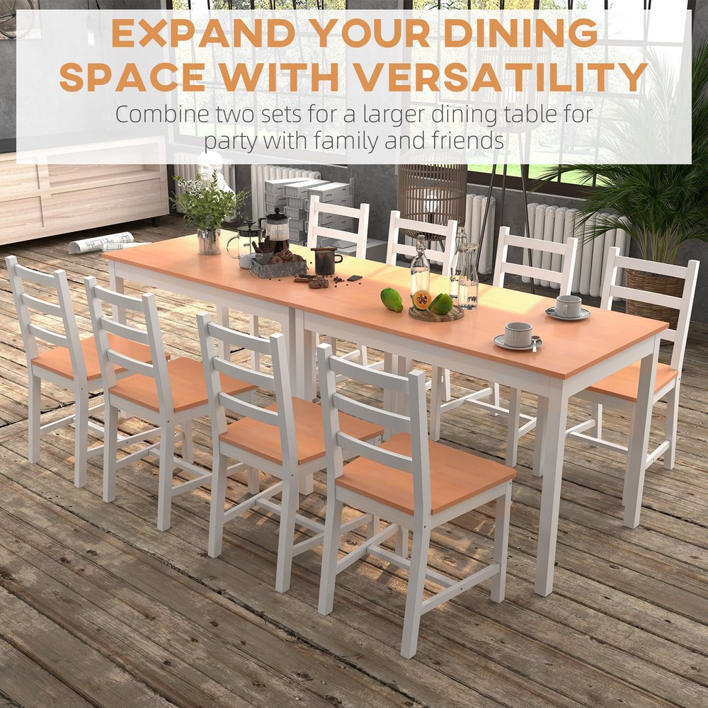 4-Person Solid Wood Dining Table Set, Kitchen Table and 4 Chairs, Modern