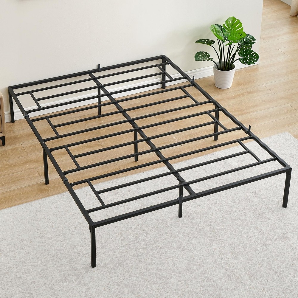 Full Bed Frame,14 Inch Black Metal Full Bed Frame,No Box Spring Needed Full S...