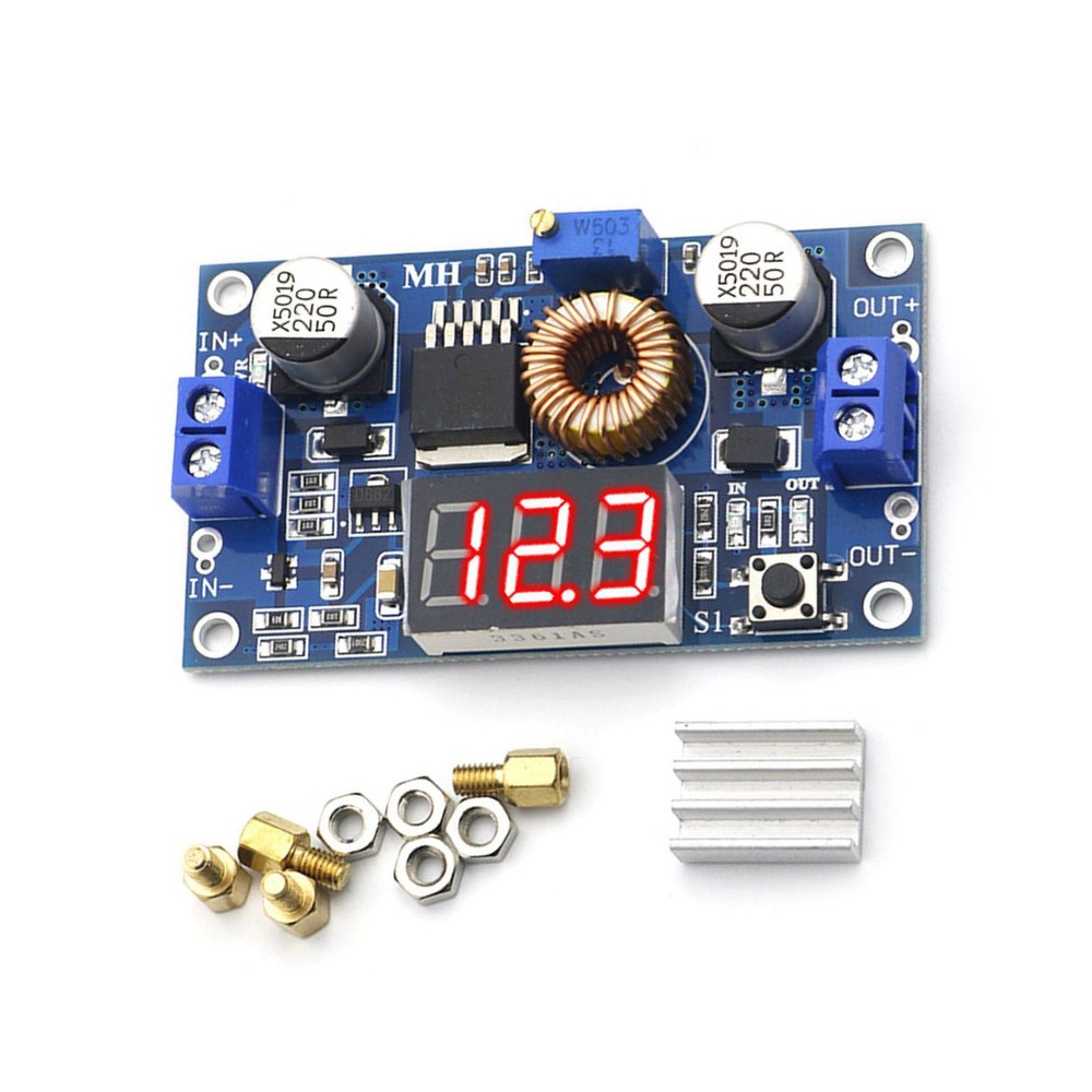 Voltmeter Heatsink Standoffs DC-DC Step Down 5A Adjustable New High Efficiency