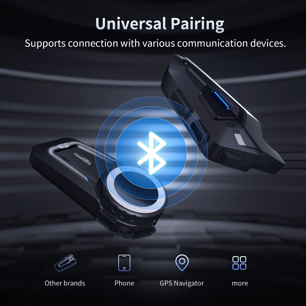 T5 Motorcycle Helmet Bluetooth Headset Intercom 2-Way 1000m Communication +Shell
