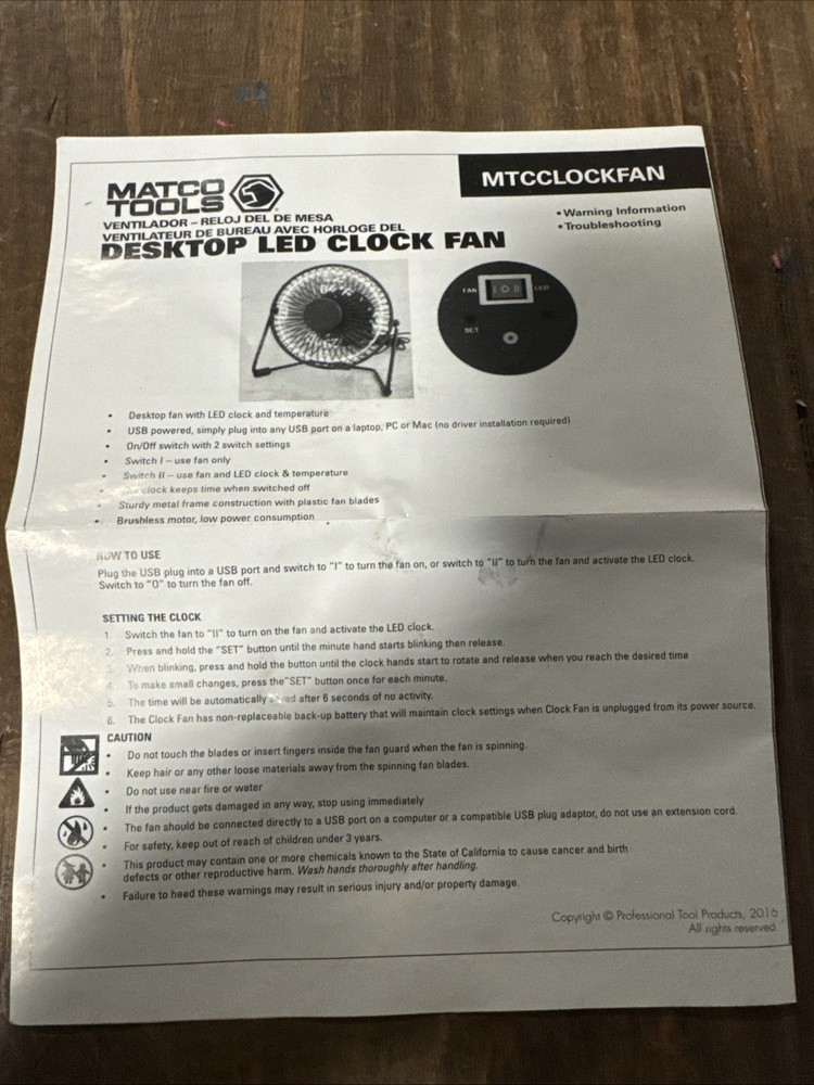 Matco Tools Led Fan Clock