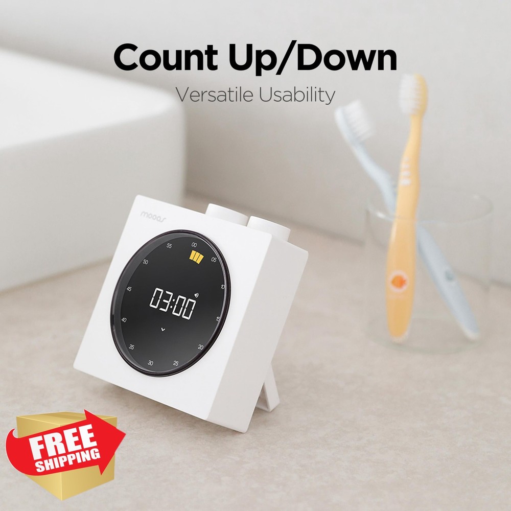 mooas Visual Timer Rechargeable LCD Large Display Pomodoro Study Black