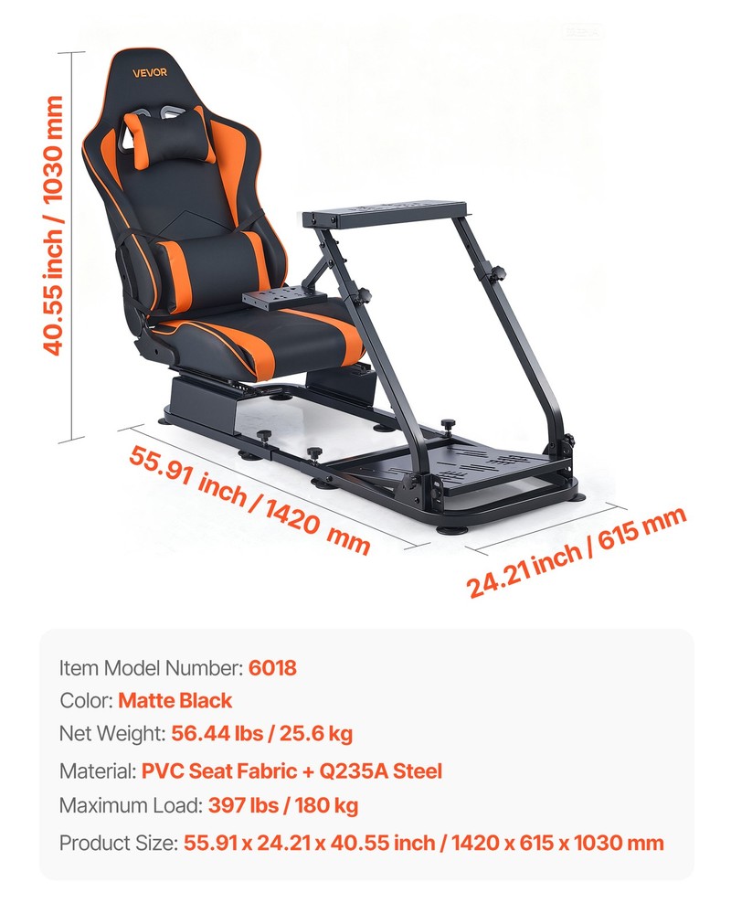 VEVOR Racing Simulator Cockpit Wheel Stand Fit Logitech Thrustmaster CSR Pedals