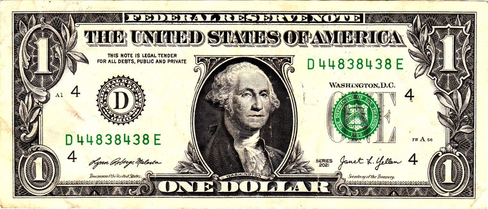 $1 2021 Fancy Serial D44838438E