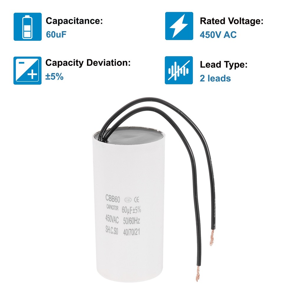 60uF CBB60 Running Capacitor, Run Capacitor,White