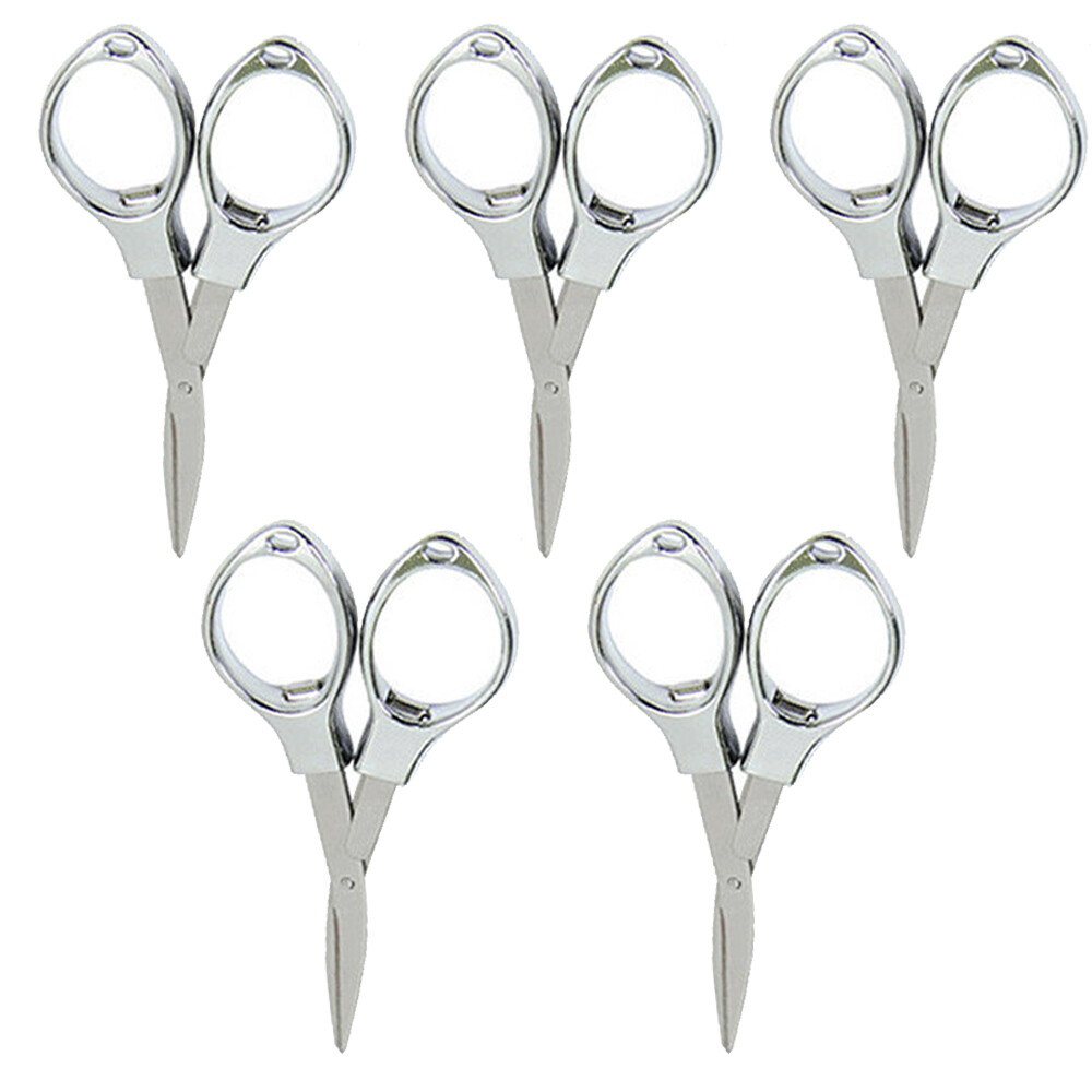 5 Mini Folding Scissors Travel Pocket Metal Small Foldable Multi User Sewing -US