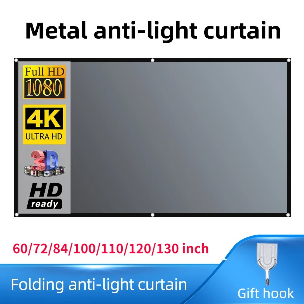 3D High Brightness Projector Screen Anti Light Metal Screen with Hooks Quality