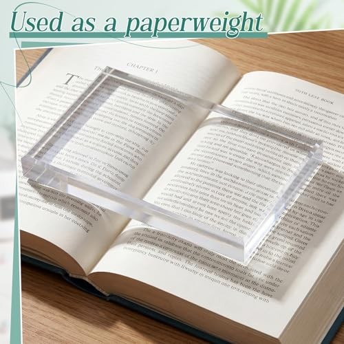 Clear Acrylic Block Rectangular Paperweight Beveled Display Base Solid