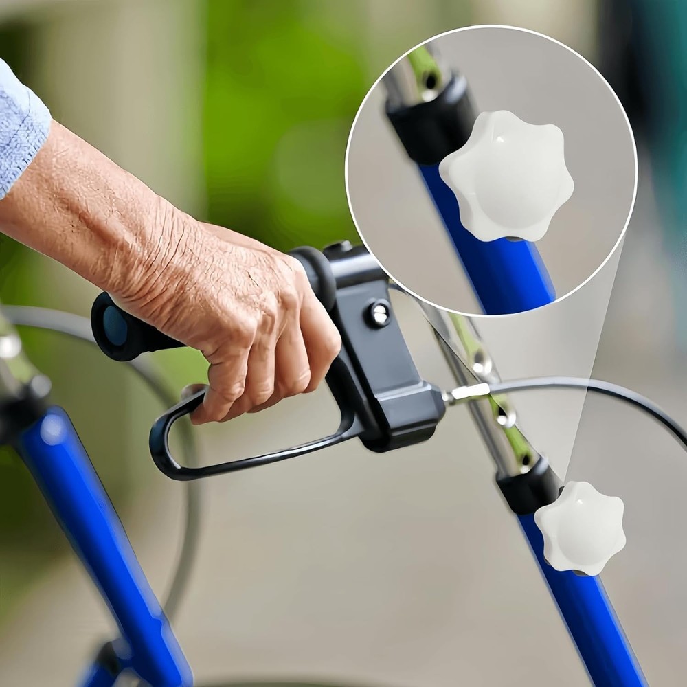 2 Set Replacement Arm Adjustment Knobs,Universal Rollator Hand Grip White