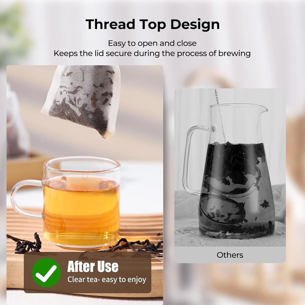 400PCS Disposable Tea Filter Bags Drawstring Biodegradable Loose Tea Sachets