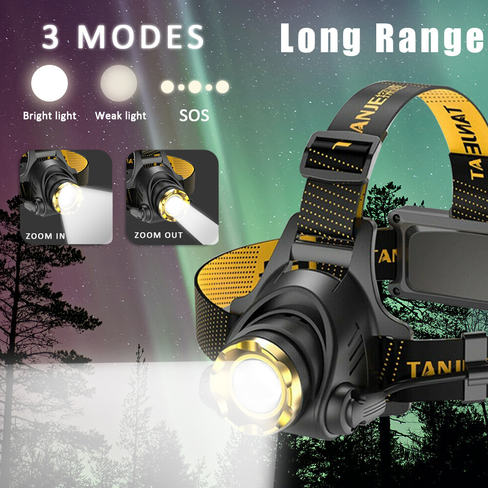 2x Powerful LED Headlamp USB Rechargeable Headlight Flashlight Head Torch 3 Mode