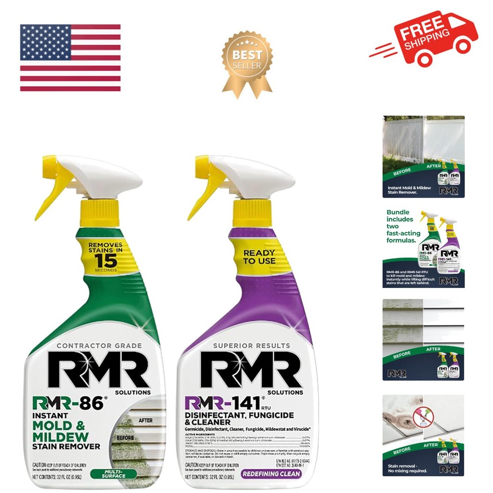RMR Brands DIY Mold & Stain Remover Bundle, Complete Mold Killer & Mildew Pre...