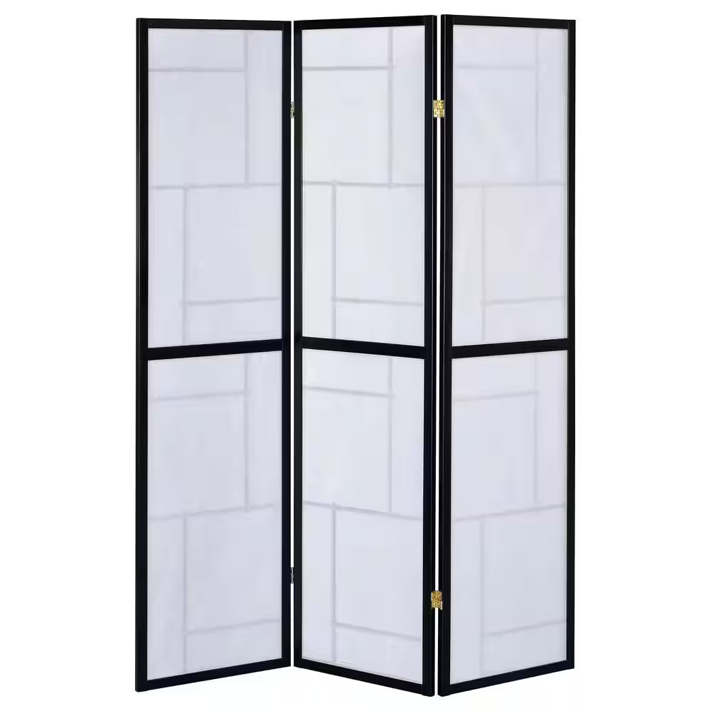 Damis Black and White 3-Panel Folding Floor Screen