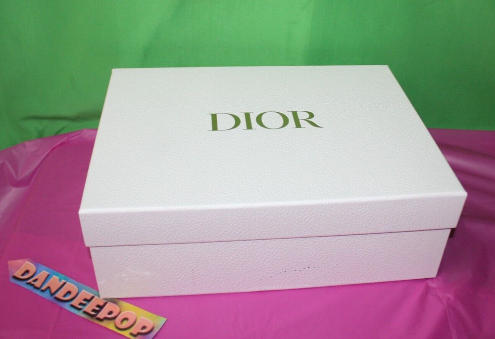 Dior Pebble White Empty Gift Box Bundle Gold Lettering Red Case, Makeup, Ribbon