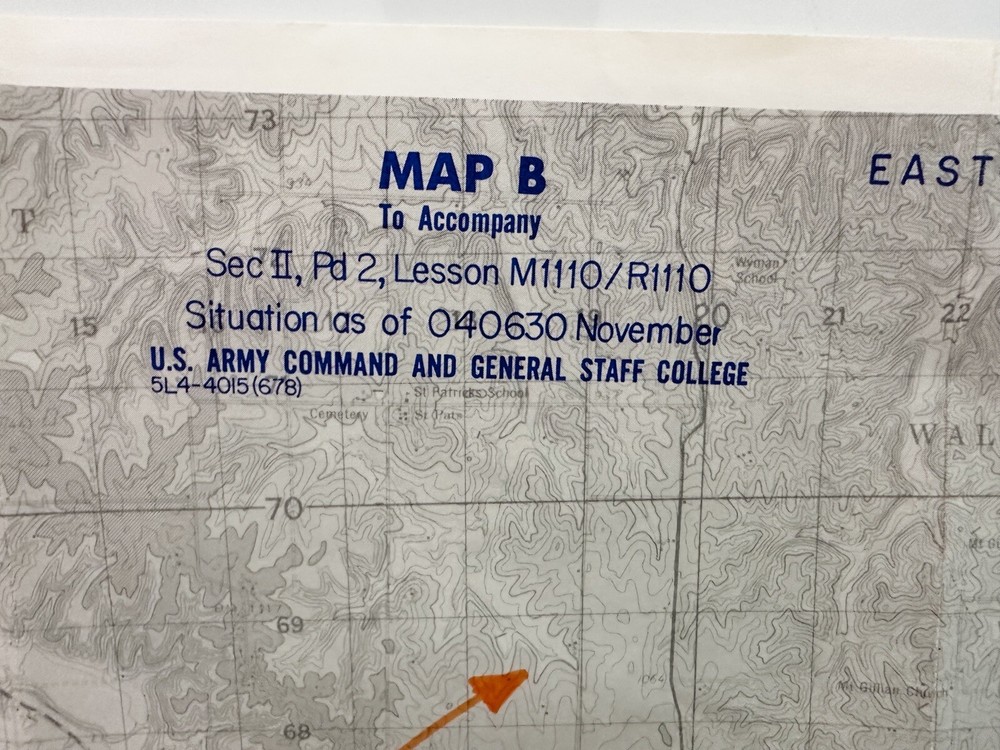 US Army General Staff College Training Map Map B Lesson M/R 1110