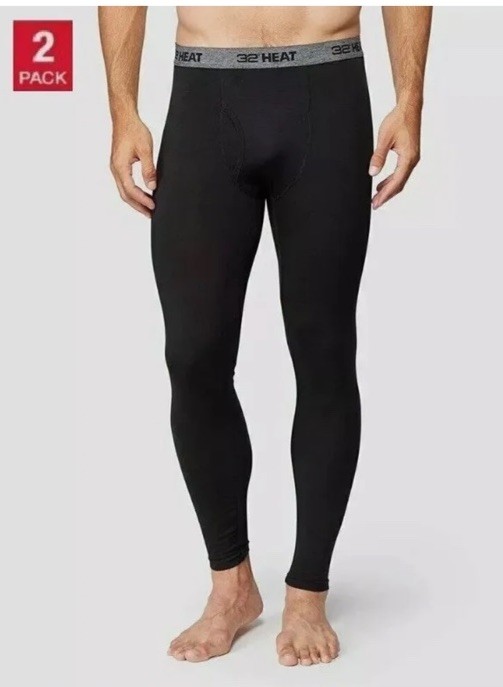2 Men's 32 Degrees Heat Stretch Quick-Dry Soft Base Layer Pants 2 Pack Small