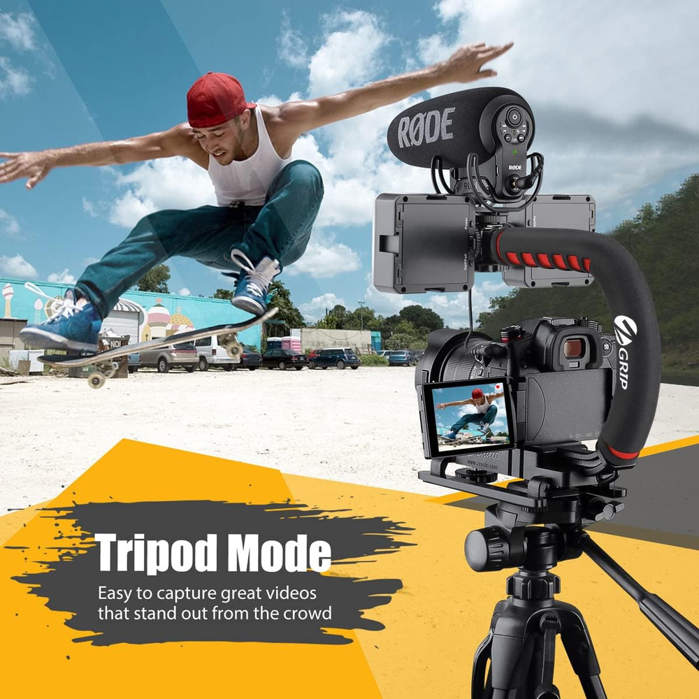 Video Action Stabilizing Handle Grip Handheld Stabilizer with Cold-Shoe Mount