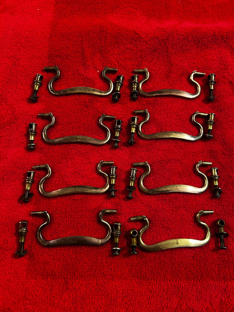 8 Cast Brass Drop Bail Drawer Pulls, 3" Mount, Free S/H