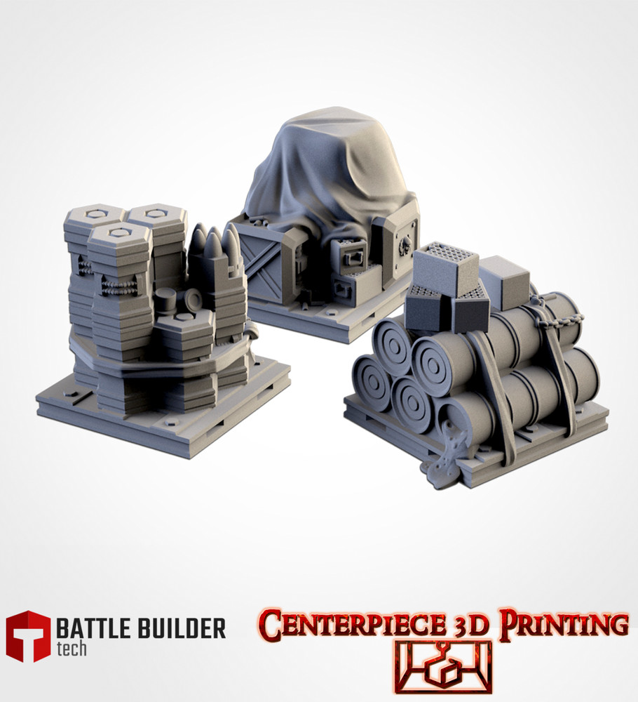 Supplies Cargo Boxes - 3d printed Tabletop Terrain Scenery for Grim Future