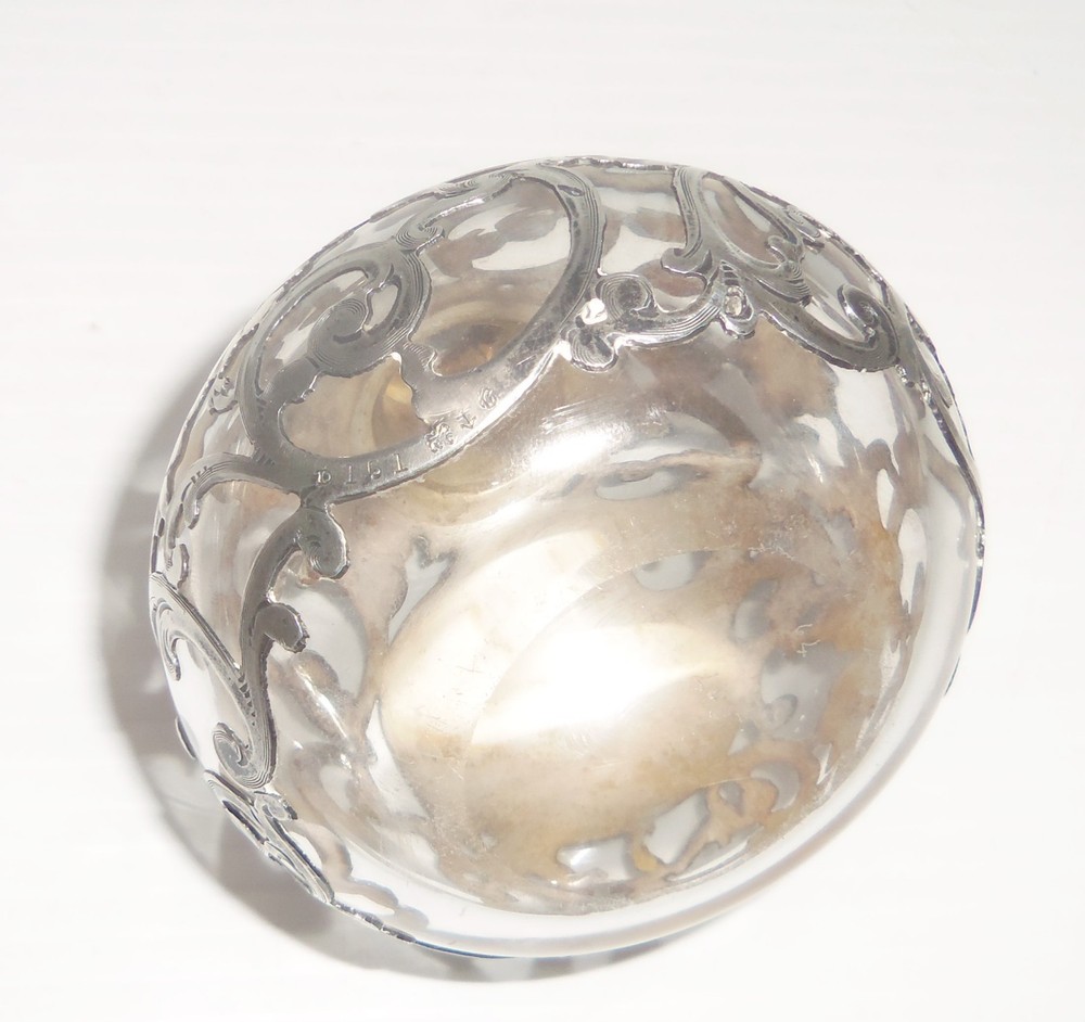 Antique Birmingham, England Sterling Silver Overlay Atomizer Perfume Bottle