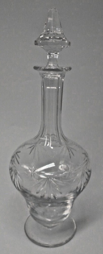 Crystal Decanter 13" Footed Vintage MCM