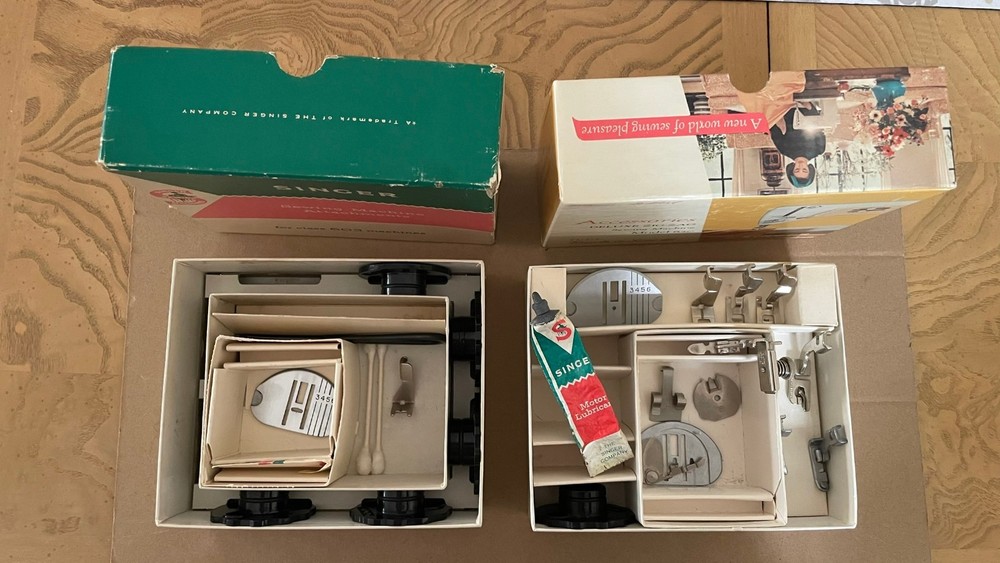 Two Singer Vintage Boxes with some accessories