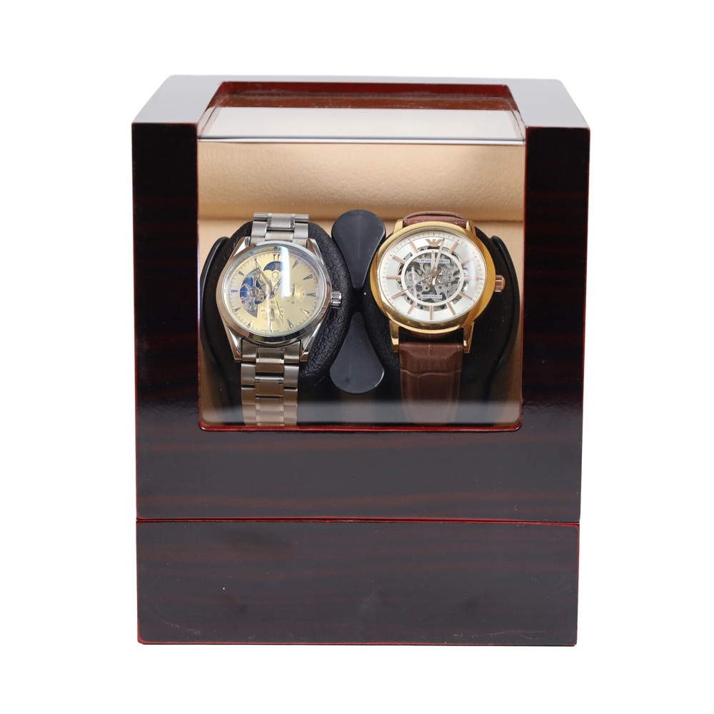 Automatic 2+0 Watch Winder Double Storage Display Case Box With Mabuchi Motors