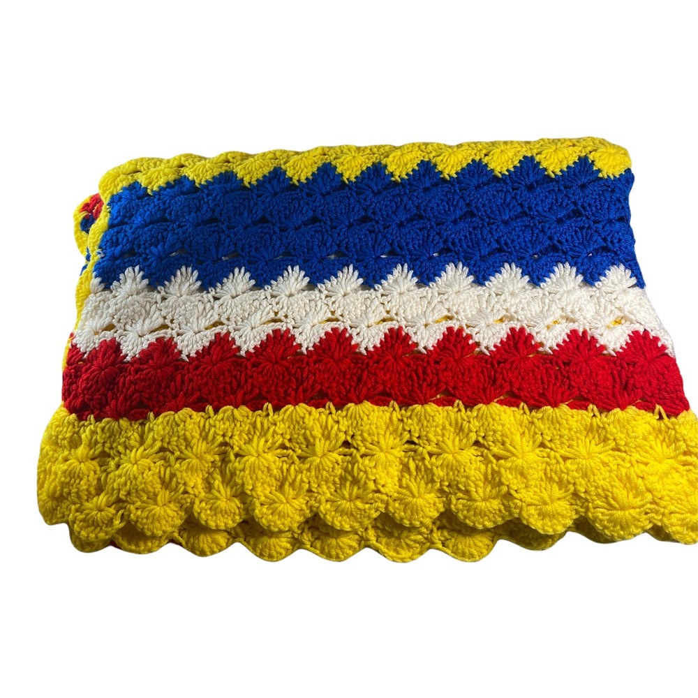 Handmade Crocheted Afghan Throw Blanket 60 x 50 Multicolor