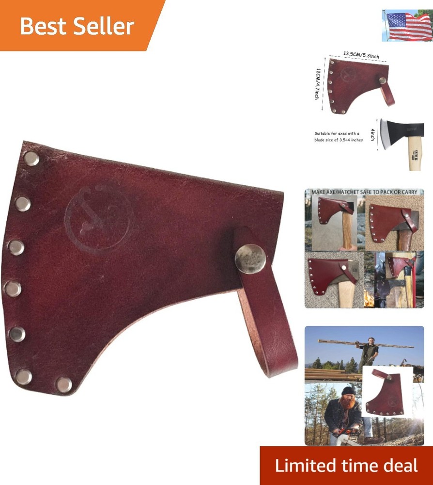 Wearable Leather Axe Sheath - Compact Protector with Easy Snap for Adventure
