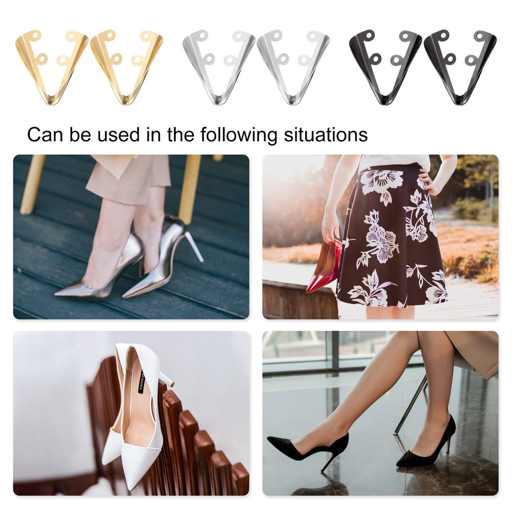 3 Pair Metal Shoes Pointed Protector Solid Toe Tip Cap Cover for High Heel