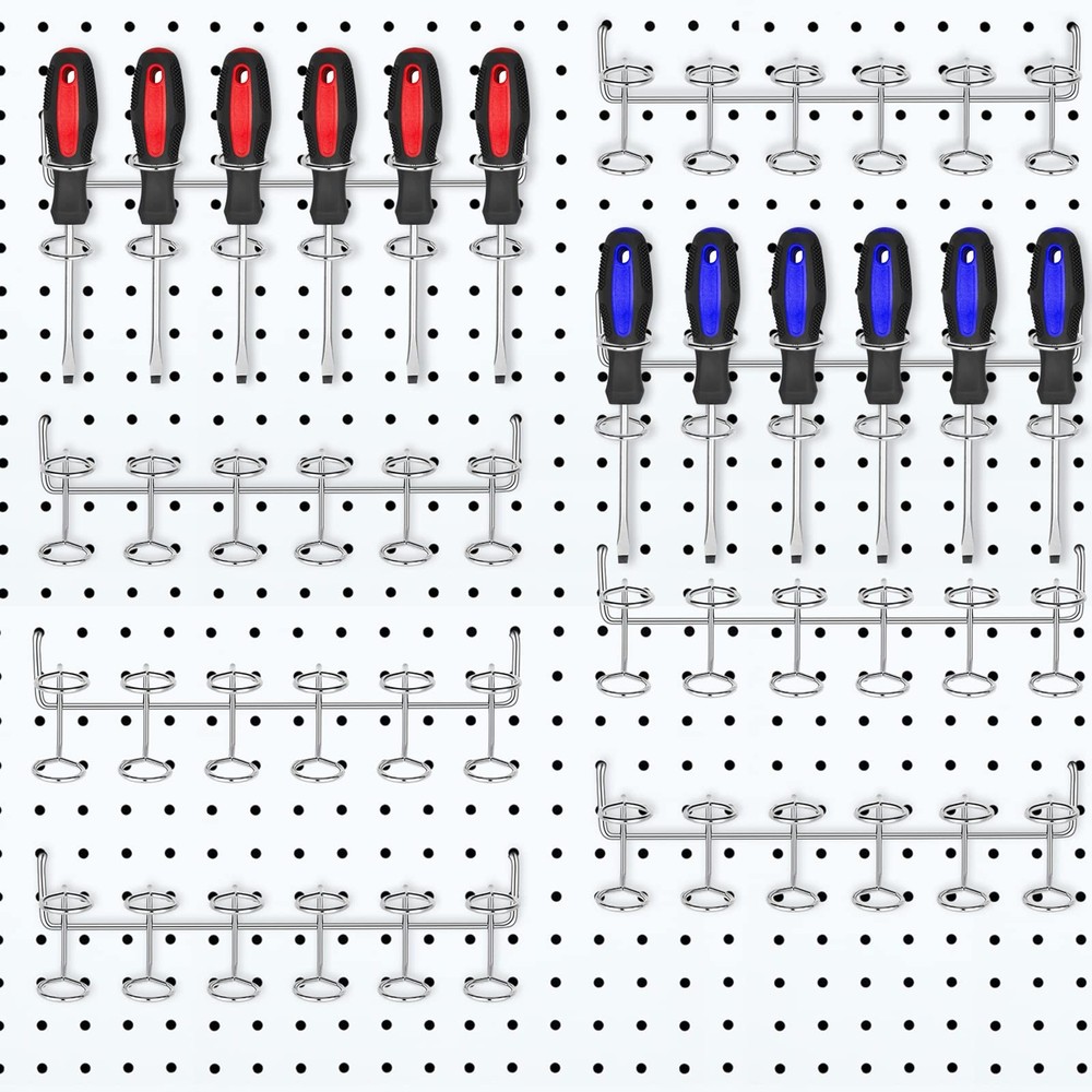 8 Pieces Pegboard Screwdriver Holders Peg Board Organizer Multi Ring Tool Hol...