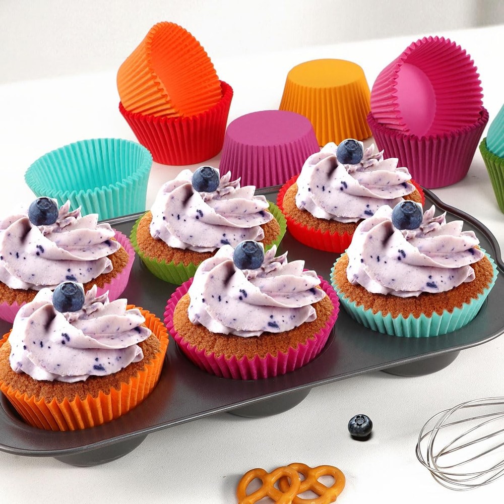 Caperci Bright Rainbow Jumbo Cupcake Liners Extra Large Jumbo,