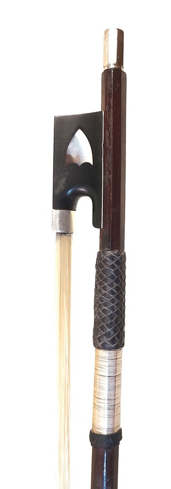 Violin Bow 4/4, European Workshop 1900s, Shield Frog, Sterling Windings & Button