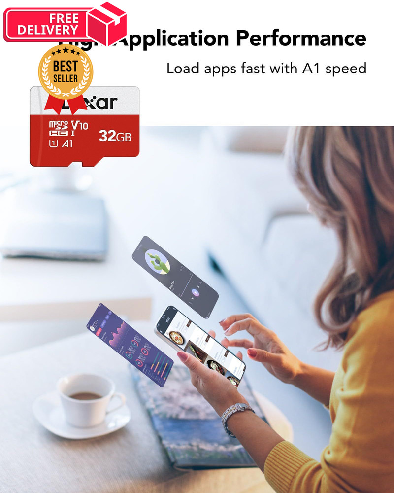 Lexar 32GB Micro SD Card 3 Pack, microSDHC UHS-I Flash Memory x3