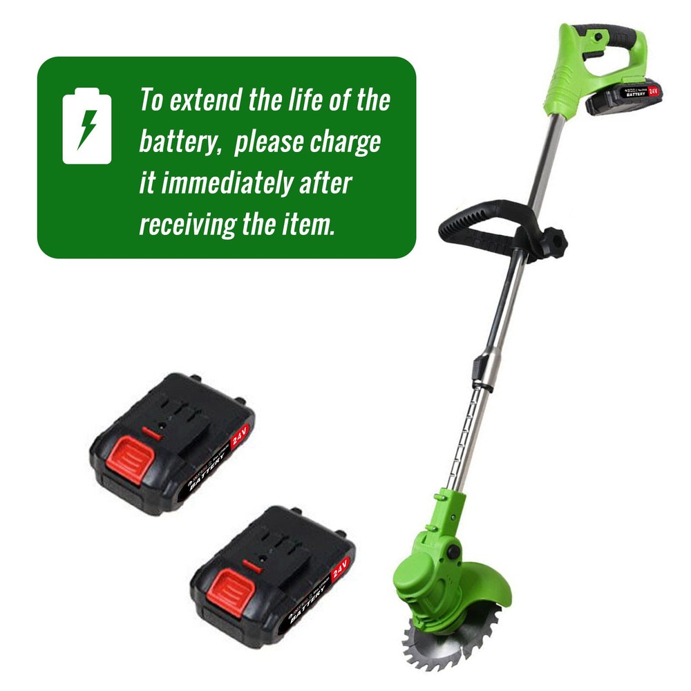 2 Battery Electric Cordless Grass String Trimmer Lawn Edger Weed Wacker Cutter