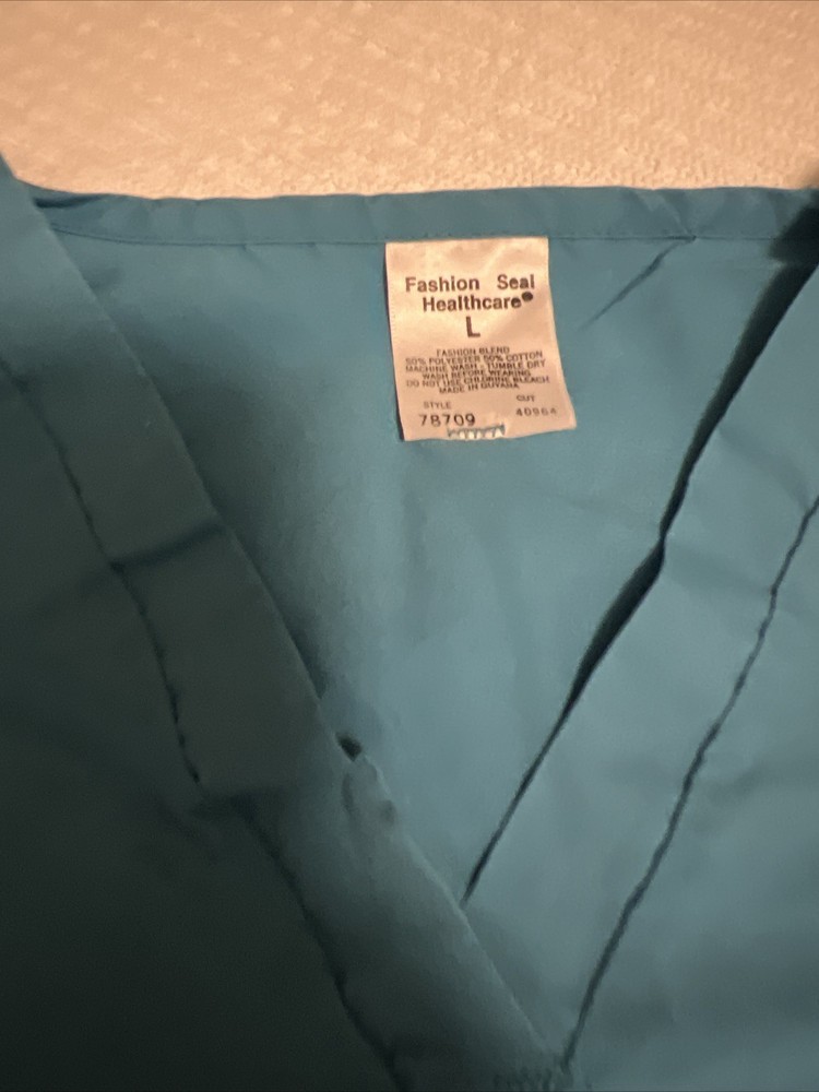 2 Blue Scrub Tops Size L