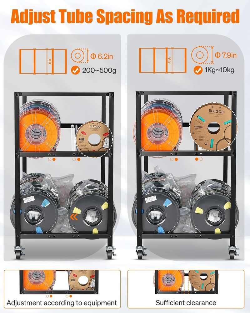3D Printer Filament Storage Rack- Rolling Filament Spool Holders Racks with Whee