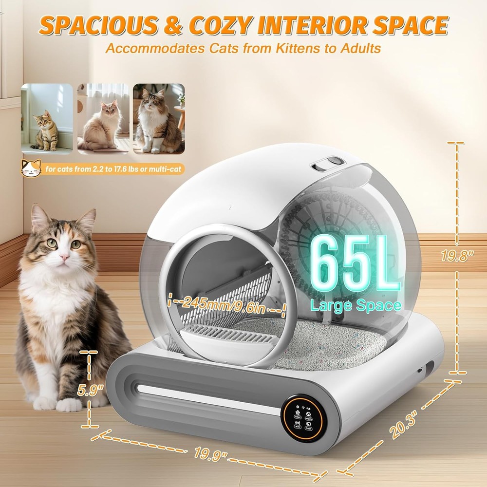 Self Cleaning Kitty Litter Box, App Control Extra Large Automatic Cat Litter Box