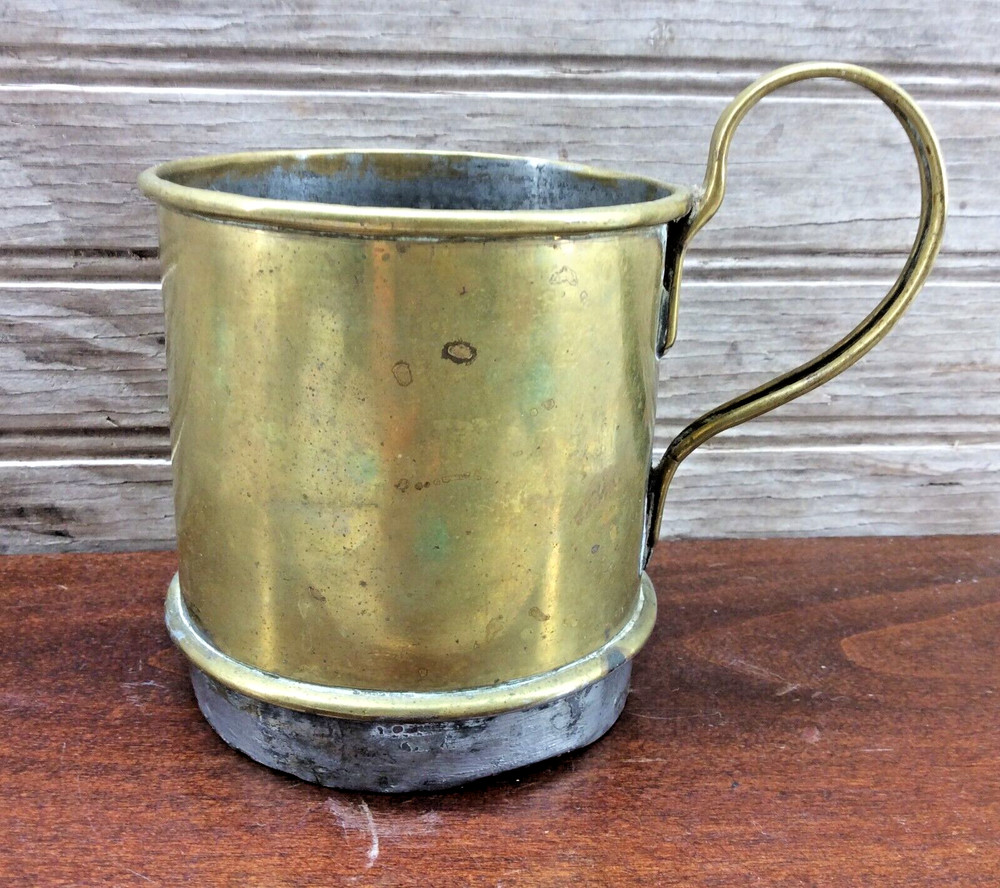 Vintage Solid Brass Coffee/Tea Maker Upper Cup W/Built-In Aluminum Filter Bottom