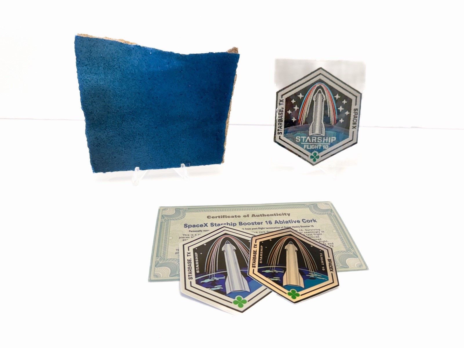 SpaceX Starship Flight 10 Super Heavy Booster Blue Ablative Relic Cork & Patch