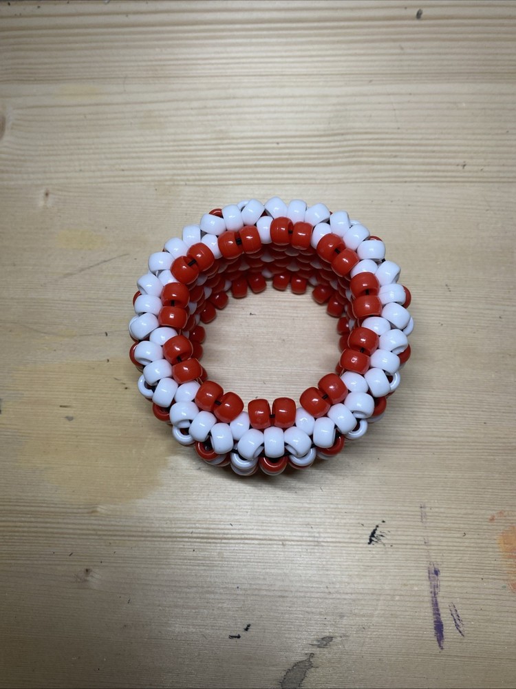 Handmade Kandi Rotator Cuff Red White