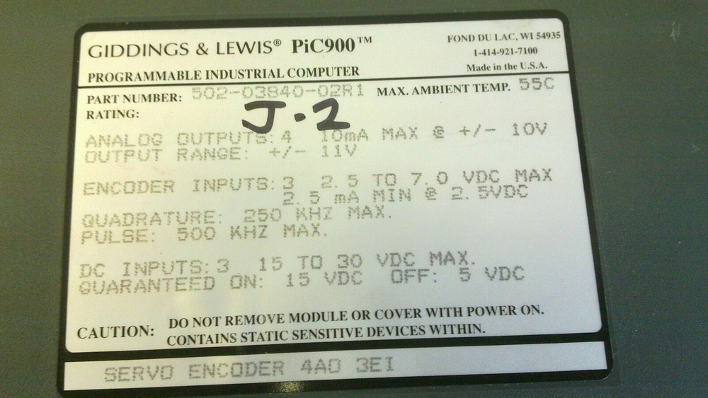 GIDDINGS & LEWIS 502-03840-02R1 SERVO ENCODER QTY