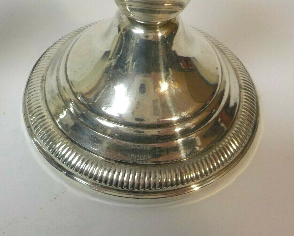 Pair Crown Mid-Century Sterling Silver 3.75" Candlesticks