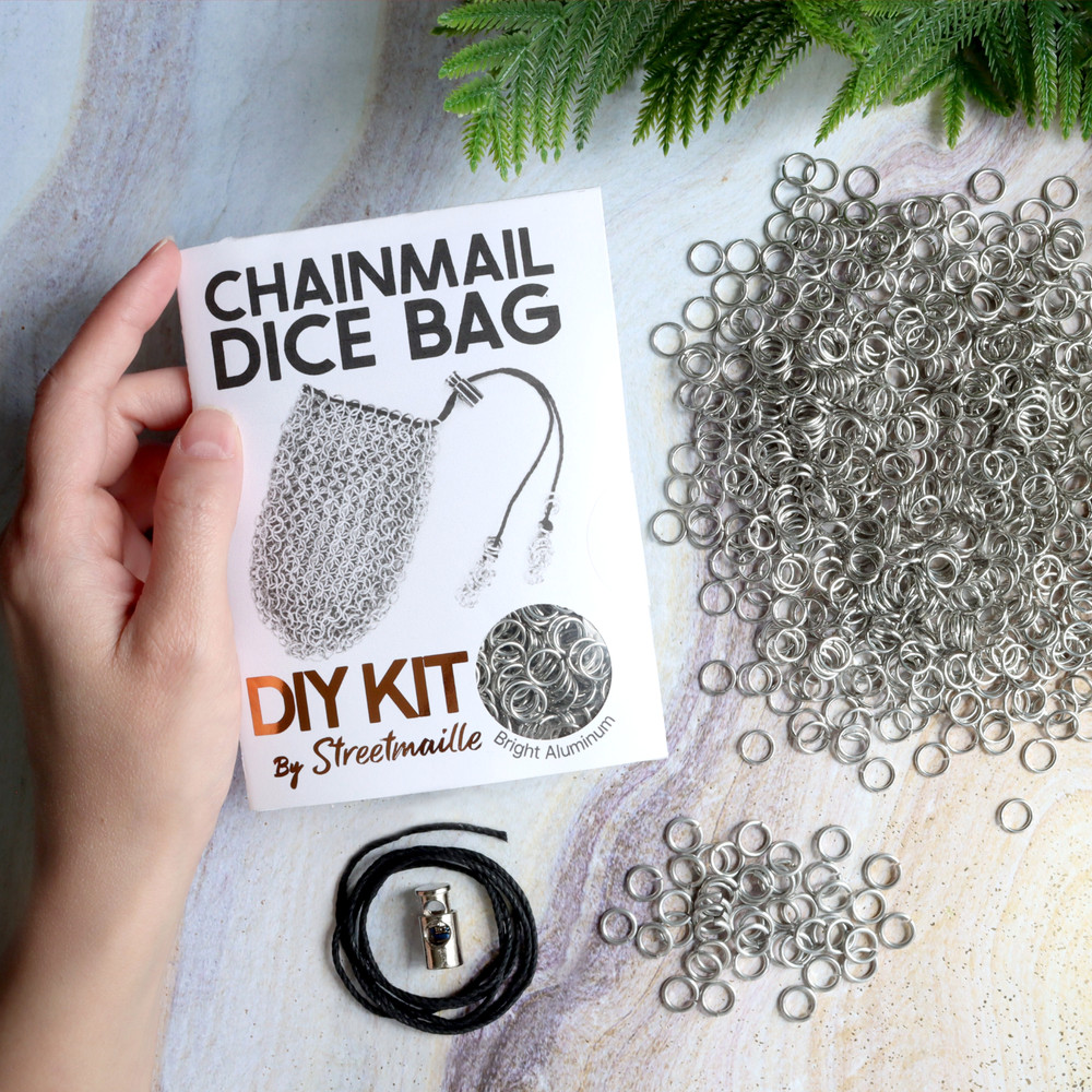 DIY Chainmail Dice Bag Kit - Beginner Friendly Metal Drawstring Pouch Craft Kit