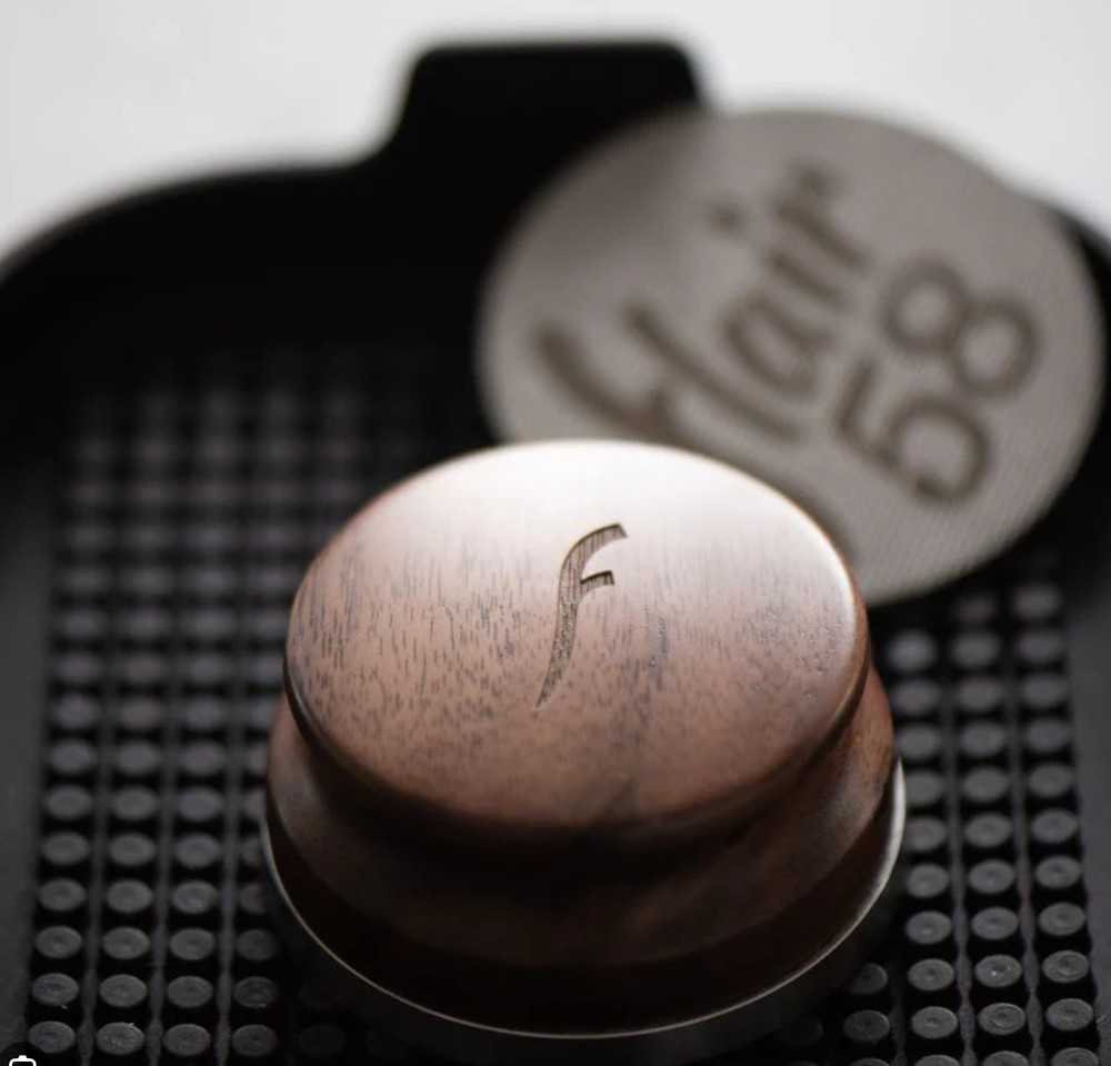 Flair 58.5mm Palm Tamper, Flat Base, Walnut