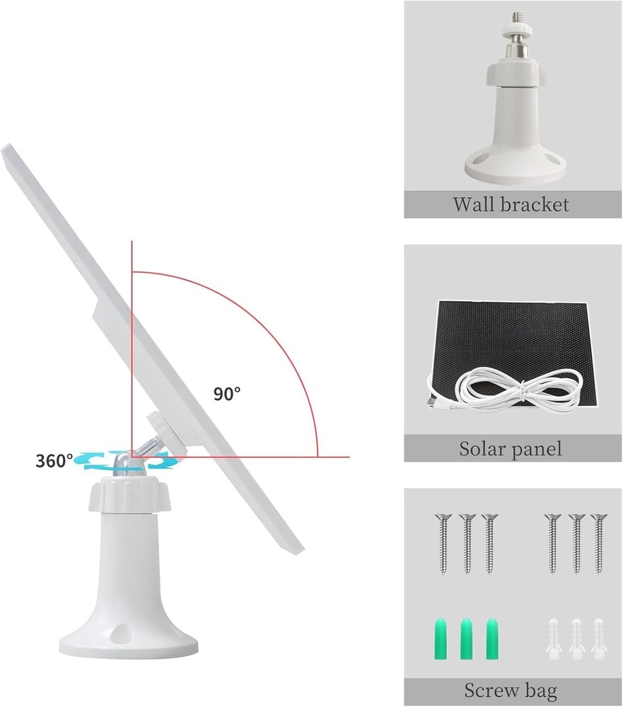 4W Solar Panel Security Camera,Type C&Micro Solar Panel Charger Rechargeable
