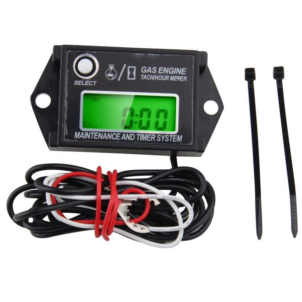 Waterproof Digital Tiny Tach Meter Small Engine Tachometer Hour Meter Inductive